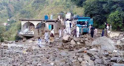 Flash floods block roads, damage crop in Shangla Flash floods block roads, damage crop in Shangla