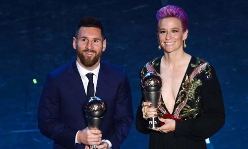 Messi wins FIFA player of the year for the sixth time as Ronaldo skips ceremony