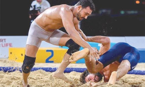Wrestler Inam claims gold at World Beach Games