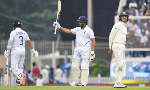 Ton-up Sharma, Rahane rescue India after early wobble