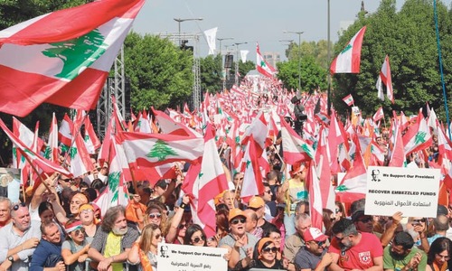 Thousands protest in Lebanon after rally to support president