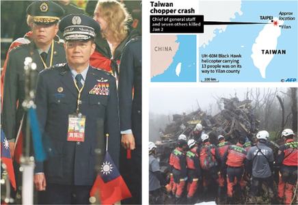 Taiwan&rsquo;s army chief among eight killed in copter crash