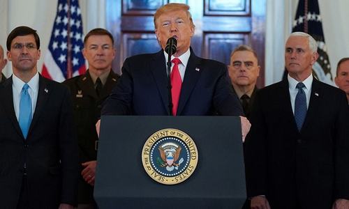 Trump tones down war rhetoric, announces more 'punishing sanctions' on Iran