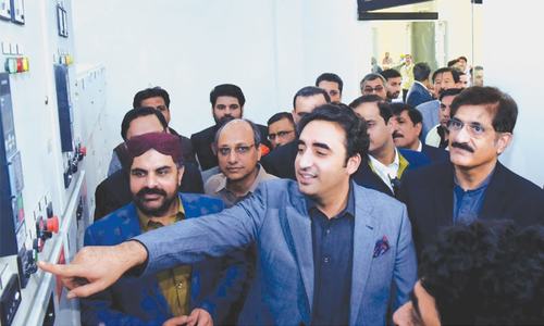 Bilawal opens 100mgd pump house at Dhabeji Bilawal opens 100mgd pump house at Dhabeji