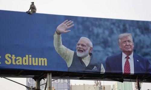 Crowds gather to greet Trump hours before he lands in India Crowds gather to greet Trump hours before he lands in India
