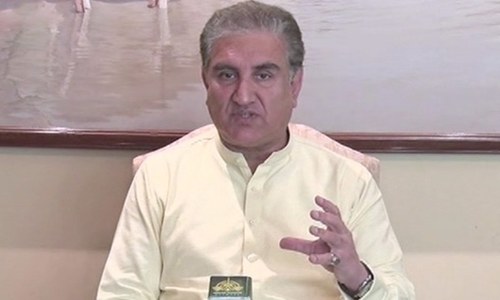 Foreign Minister Shah Mehmood Qureshi addresses the media in Islamabad. — DawnNewsTV