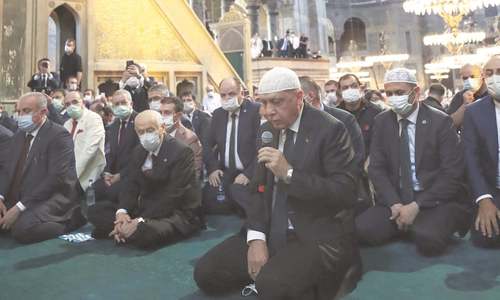 Erdogan leads prayers after Hagia Sophia restored  as mosque