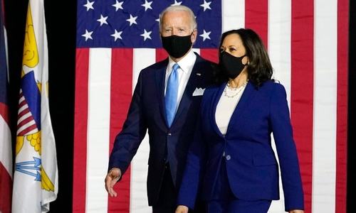 Biden, Harris lash Trump at historic first appearance as running mates