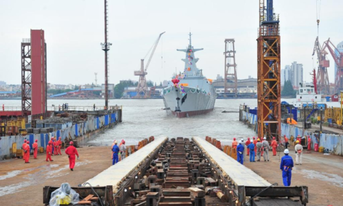 Pakistan Navy frigate launching ceremony held in China