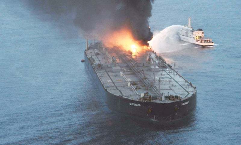Blazing tanker sparks fears of new Indian Ocean disaster Blazing tanker sparks fears of new Indian Ocean disaster