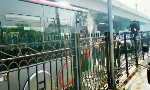 No one hurt as another BRT bus catches fire in Peshawar