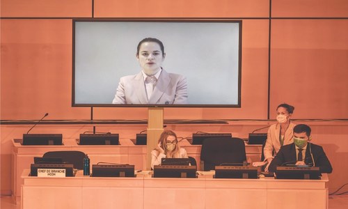 Belarus tries to muzzle opposition leader at UN, but in vain