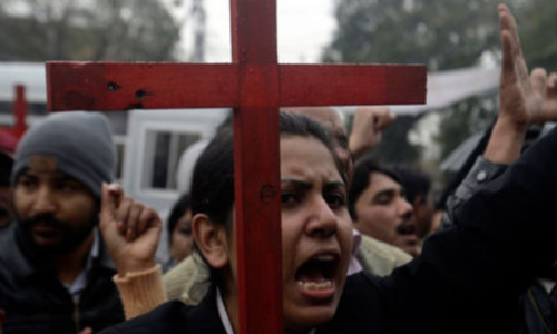 Minority members hold protest against caricatures