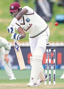 WELLINGTON: West Indies captain Jason Holder is bowled for 61 during the second Test against New Zealand at Basin Reserve on Monday.—AFP