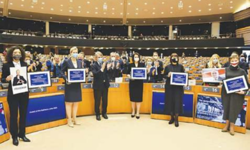 Belarus opposition leader gets Sakharov Prize