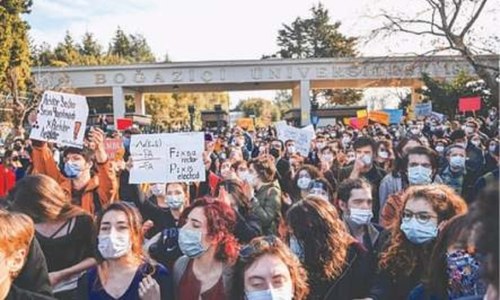 Hundreds protest against university rector appointed by Erdogan Hundreds protest against university rector appointed by Erdogan