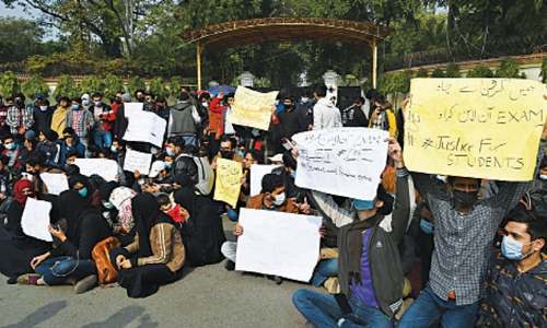 Students protest decision to hold on-campus exams in Lahore