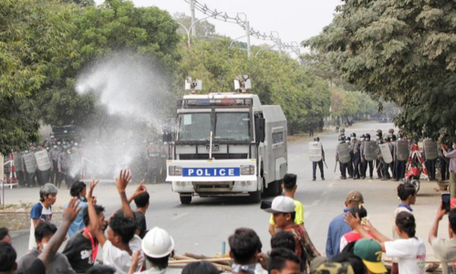 Two killed as Myanmar police open fire on protesters