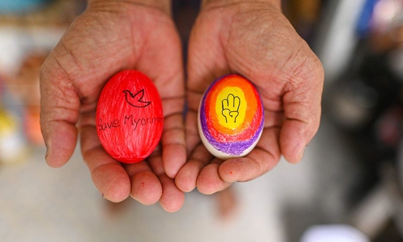 In Myanmar, Easter eggs become symbol of defiance for anti-coup protesters