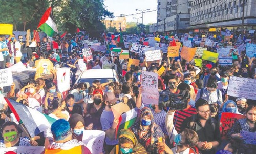 Students, civil society members rally to condemn Israeli savagery