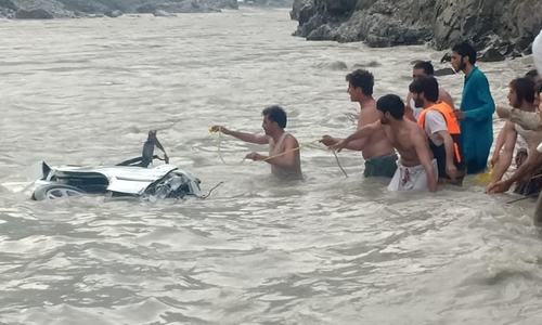 17 presumed dead as passenger van plunges into Indus river at Kohistan