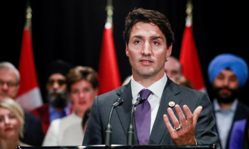 Protester throws stones at Canadian PM Trudeau at campaign stop