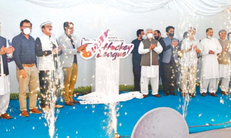 Mahmood unveils logo, trophy of KP Hockey League