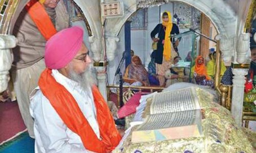 Sikh pilgrims throng Gurdwara Punja Sahib in Hassanabdal to pay homage to Guru Nanak