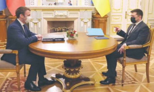 Macron sees path to calm Russia-Ukraine tensions after Kiev visit