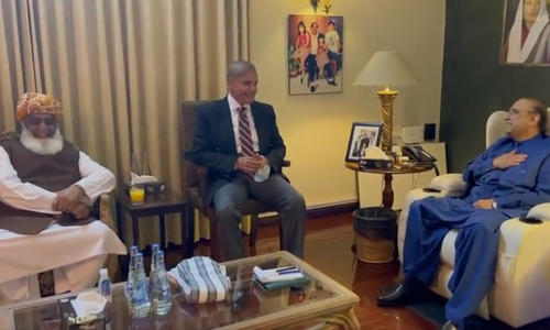 Zardari, Shehbaz, Fazl discuss no-trust move at Zardari House in Islamabad