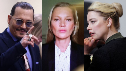 Model Kate Moss says Johnny Depp never threw her down any stairs