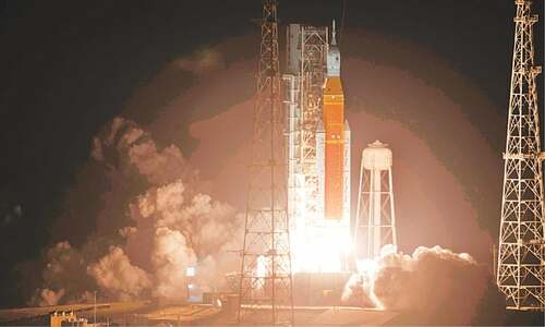 Nasa rocket Artemis lifts off for the Moon