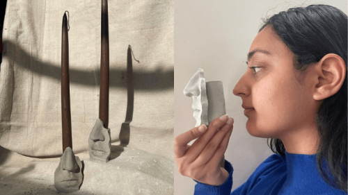 Artist Misha Japanwala owns her South Asian heritage with an ode to her nose and her Nose Candle Holder