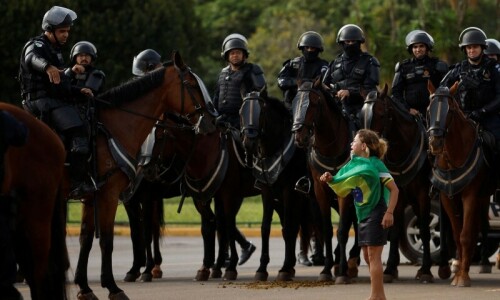 Brazil riot police deploy at Bolsonaro backers’ camp after capital stormed Brazil riot police deploy at Bolsonaro backers’ camp after capital stormed