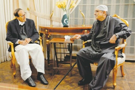 Chaudhry Shujaat, sons call on Zardari Chaudhry Shujaat, sons call on Zardari