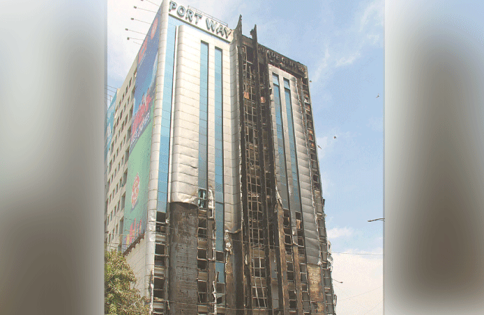 Sharea Faisal high-rise fire  put out after several hours