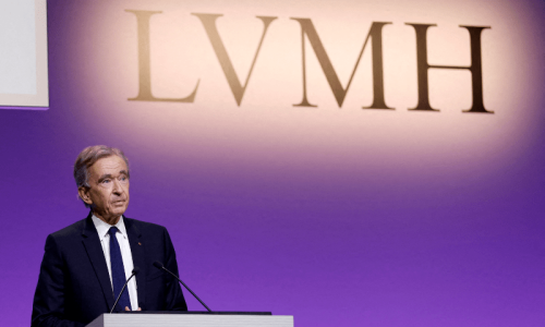  Bernard Arnault, Chairman and CEO of LVMH Moet Hennessy Louis Vuitton, speaks during a news conference in Paris, France on January 26, 2023.  — Reuters/File