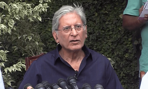 Aitzaz doubts govt intention to hold polls in Oct