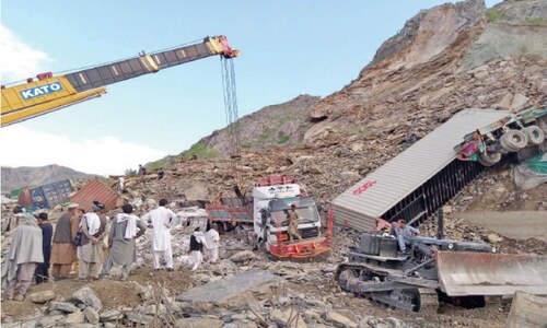 CM, governor leave Khyber landslide site as angry mob confronts them