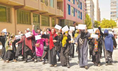Afghan women protest &lsquo;bid&rsquo; to recognise Taliban
