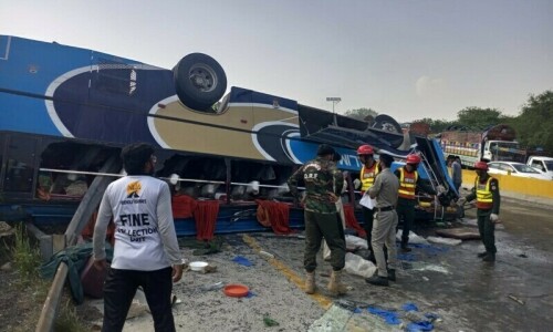 At least 10 dead, 25 injured in bus accident on Islamabad-Lahore motorway: Rescue 1122 At least 10 dead, 25 injured in bus accident on Islamabad-Lahore motorway: Rescue 1122