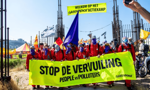 Environmental activists protest at Dutch Tata Steel plant Environmental activists protest at Dutch Tata Steel plant