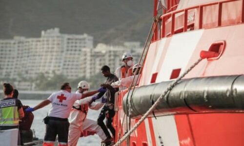 Rescuers save 86 migrants from boat near Canary Isles in Spain