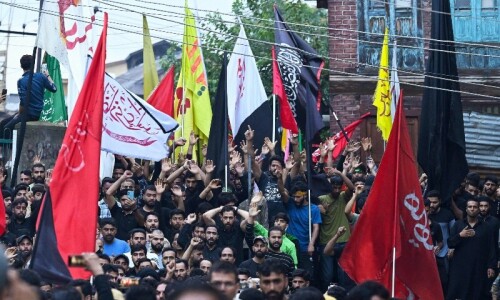Residents of held Kashmir hold Muharram procession after 33-year ban lifted Residents of held Kashmir hold Muharram procession after 33-year ban lifted