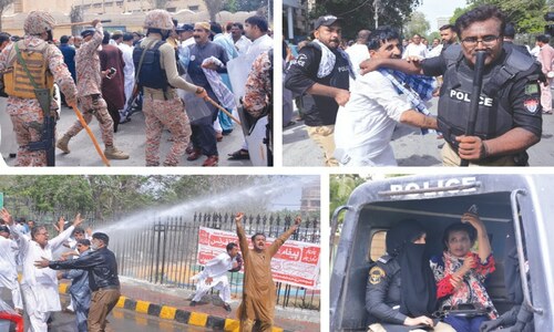 19 held in Karachi as law enforcers baton-charge protesting teachers 19 held in Karachi as law enforcers baton-charge protesting teachers