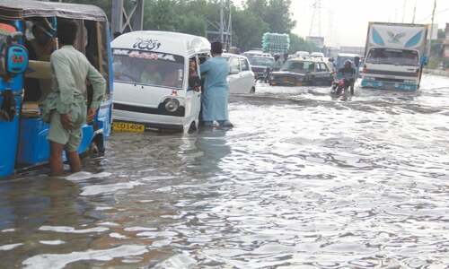 Moderate rain, choked drains inundate roads in Karachi&rsquo;s district Central