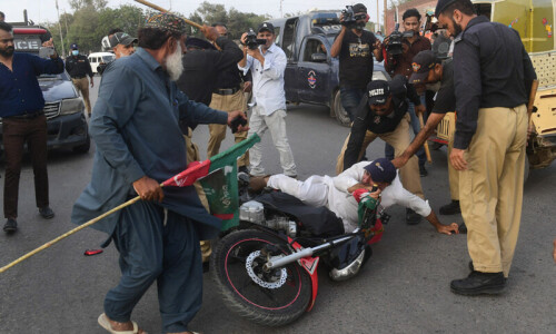 Karachi police detain several PTI workers participating in bike rally to express solidarity with Imran