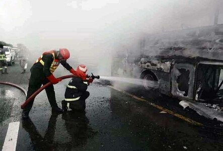 Motorway bus crash claims 18 lives