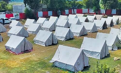 Two tent villages set up for evacuated people