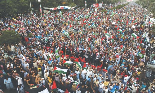 Jamaat demonstrates in Karachi against Israeli aggression in Gaza